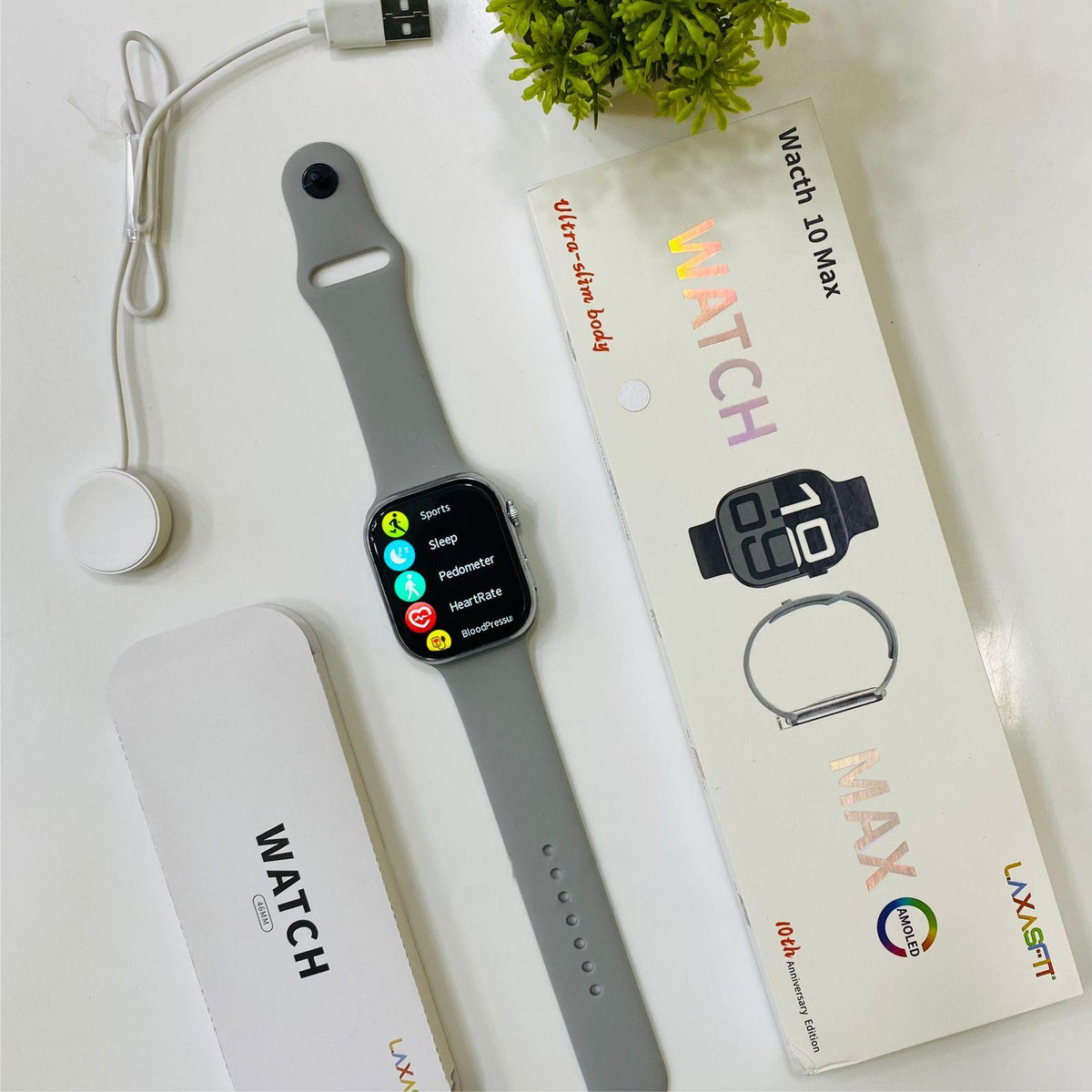 Watch 10 Max Always-On Display Smartwatch (Silver)